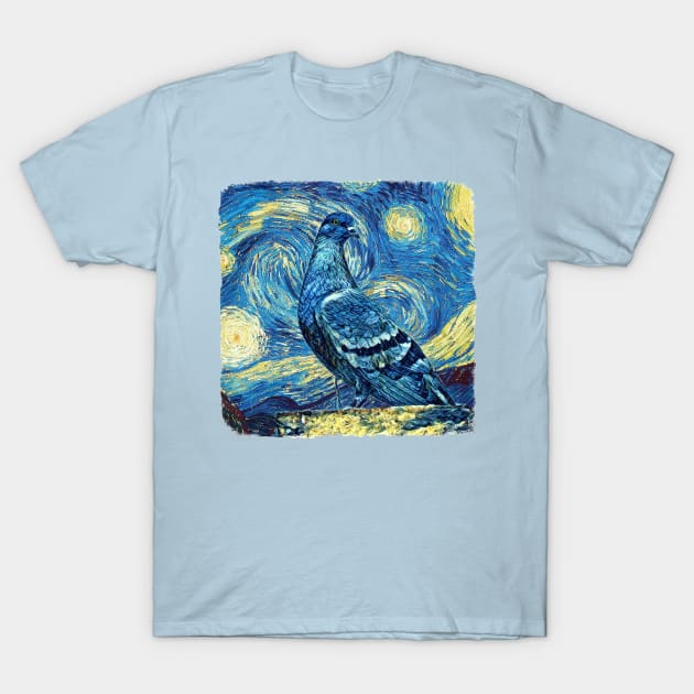 pigeons Van Gogh Style T-Shirt by todos